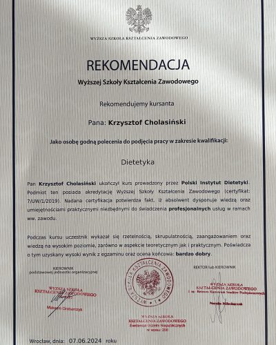 Dietetyk Online - Dietetix, Rekomendacja Uczelni Wyższej